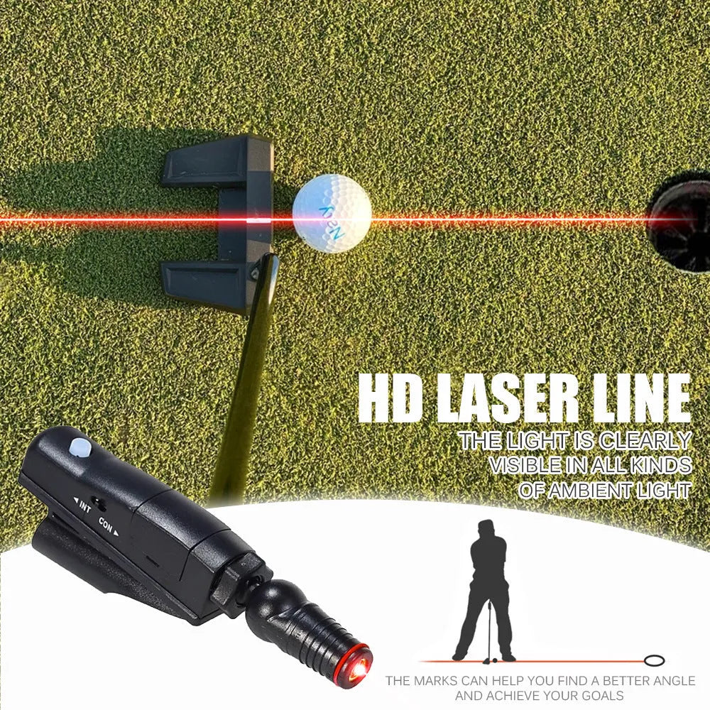 Black golf laser aiming instrument for putting alignment practice with compact 7.6cm design
