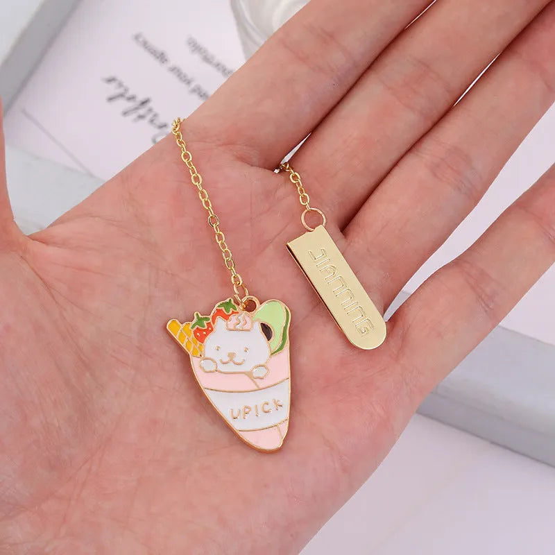 Jane Key Foodie Cute Pet Cat metal pendant bookmark in a choice of four cartoon cat designs.
