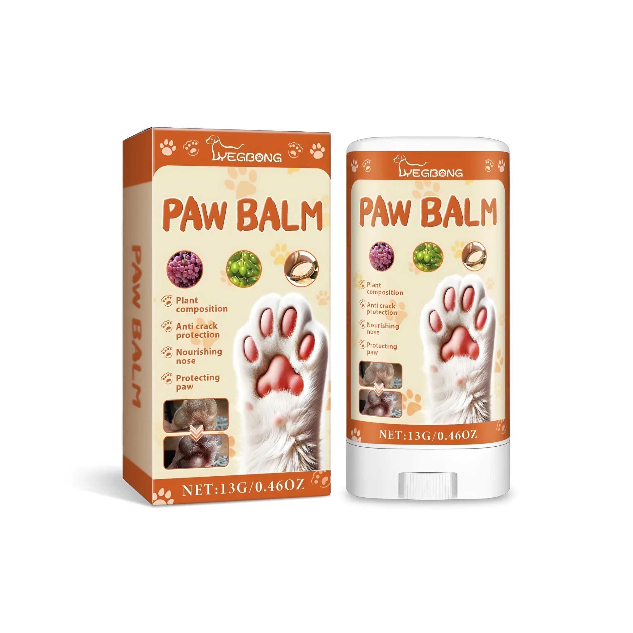 13 gram pet paw protection cream stick in 3.8cm tube for dogs and cats