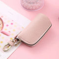 Black grey pink PU leather zipper key case wallet for men on a key ring