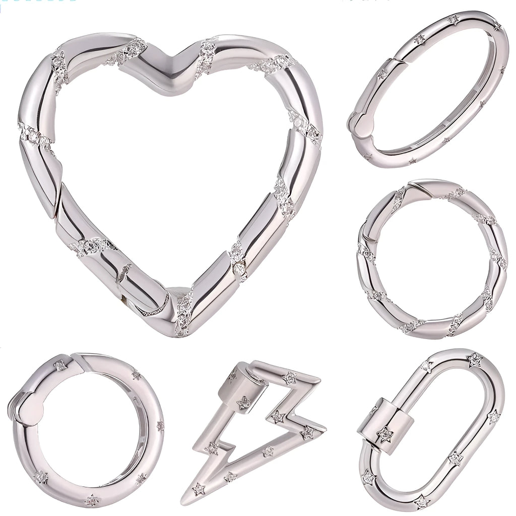 Copper climbing buckle with gold electroplating and micro-inlaid zircon heart design