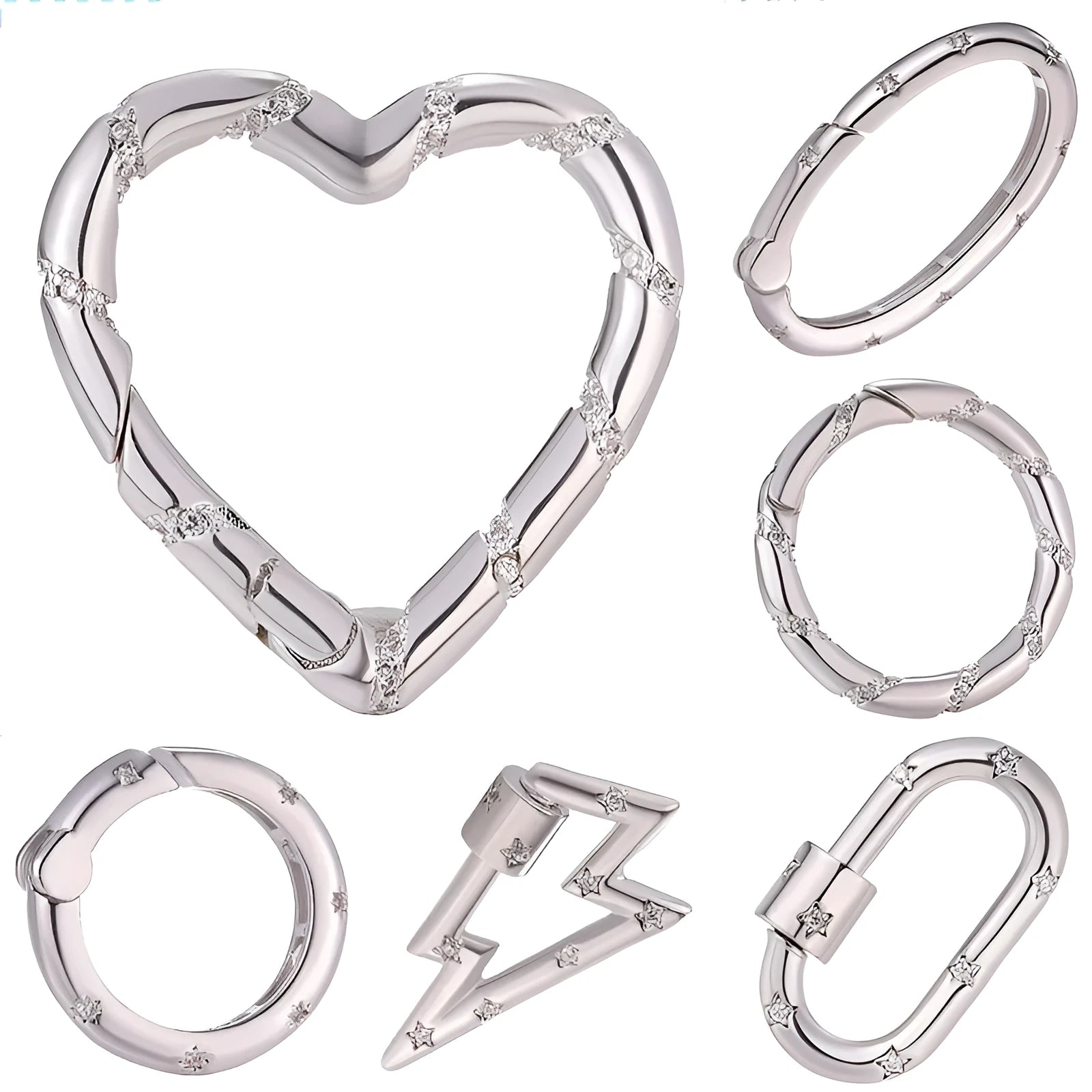 Copper climbing buckle with gold electroplating and micro-inlaid zircon heart design