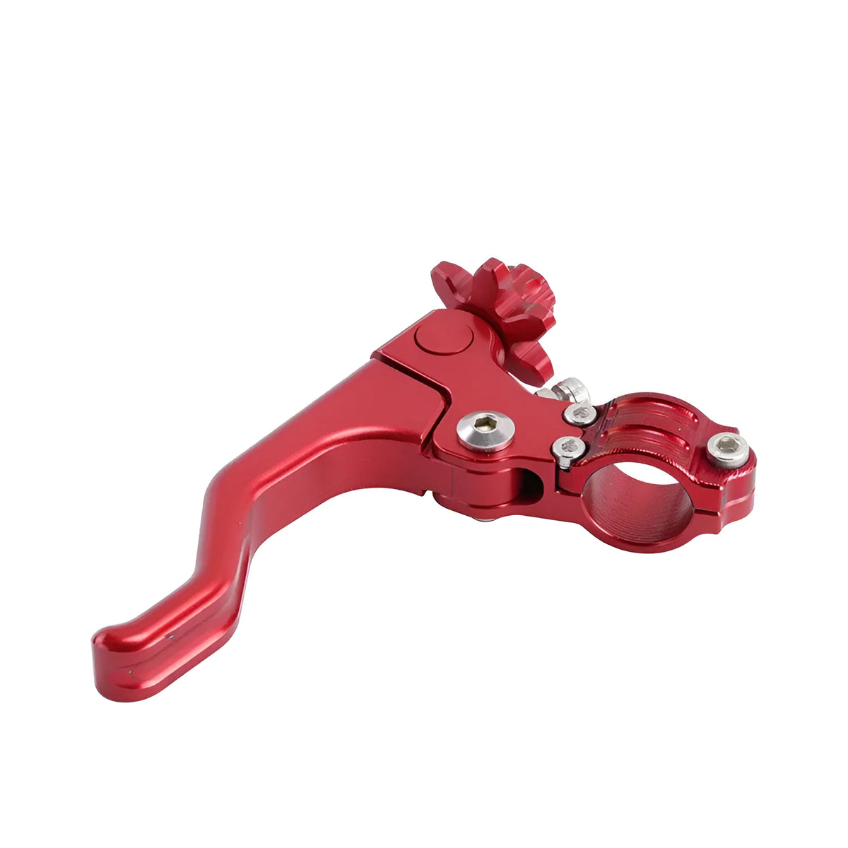 Aluminium two-finger motorcycle clutch lever accessory shown in multiple colour options