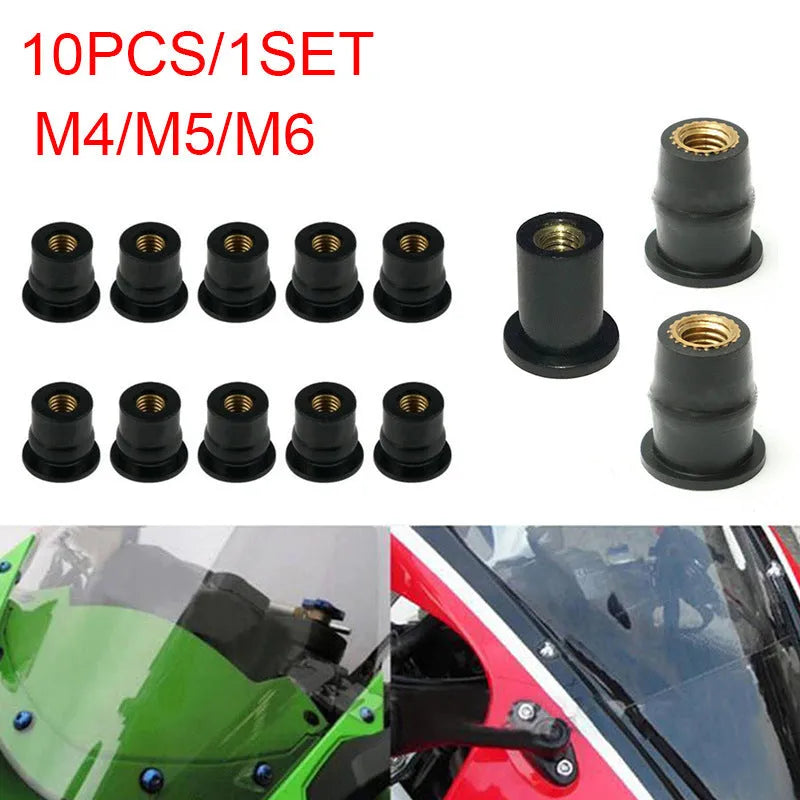 Motorcycle windshield brass rubber expansion nuts in M4 M5 M6 sizes