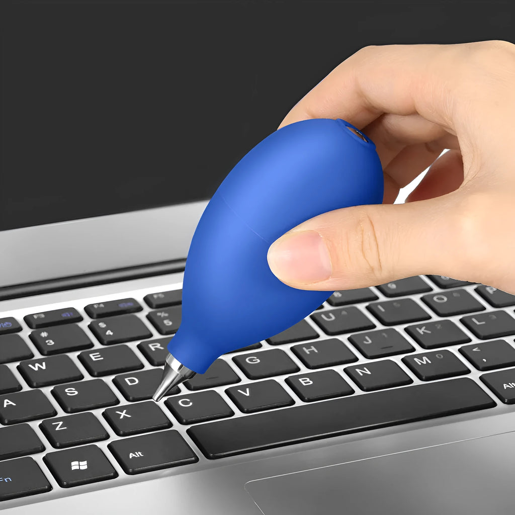 Blue rubber dust removal air blower for camera and phone cleaning measuring 9.5 cm