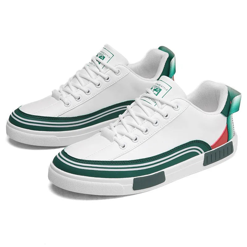 Men's breathable canvas shoes with section mesh design in beige, white and green colour options