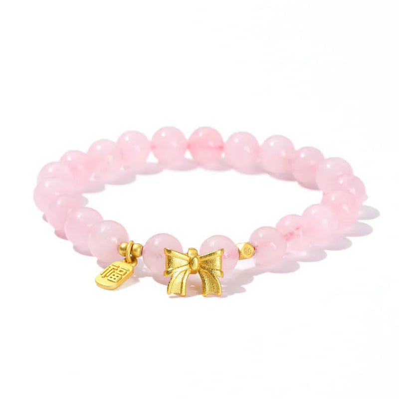 Handmade crystal agate bracelet with natural gemstone beads and a decorative charm