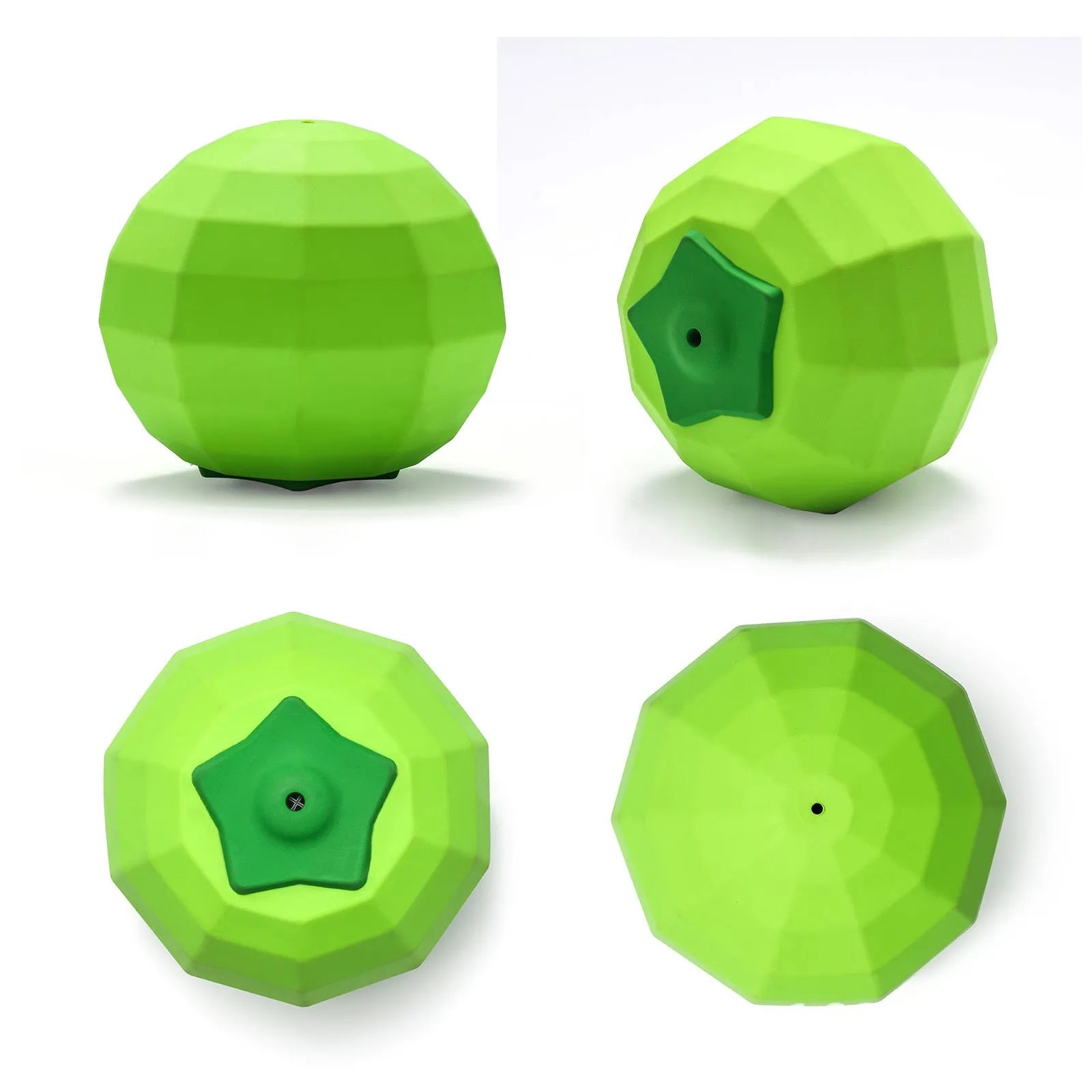 Green natural rubber squeaky dog ball for large breed aggressive chewers