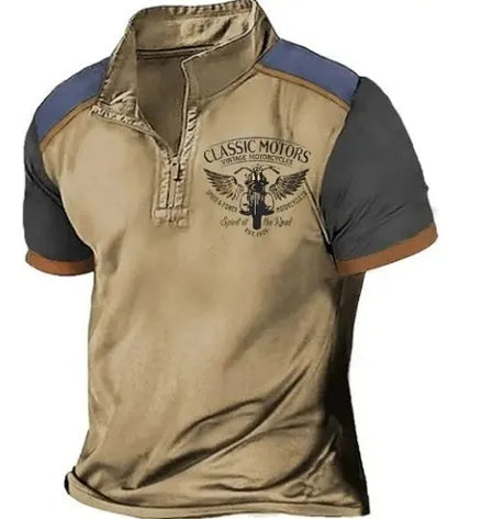 Men's loose fit golf polo shirt in solid colour with 3D printed design and extended sizing options