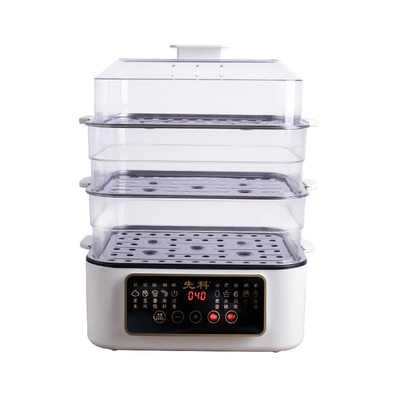 Electric household steamer with stainless steel rack and 800W power rating