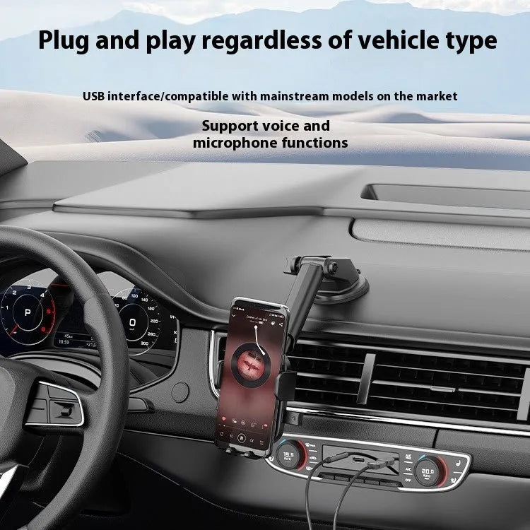 NAI USB car Bluetooth audio receiver with zinc alloy USB plug and copper 3.5mm plug, covered in black PU spring wire quilt