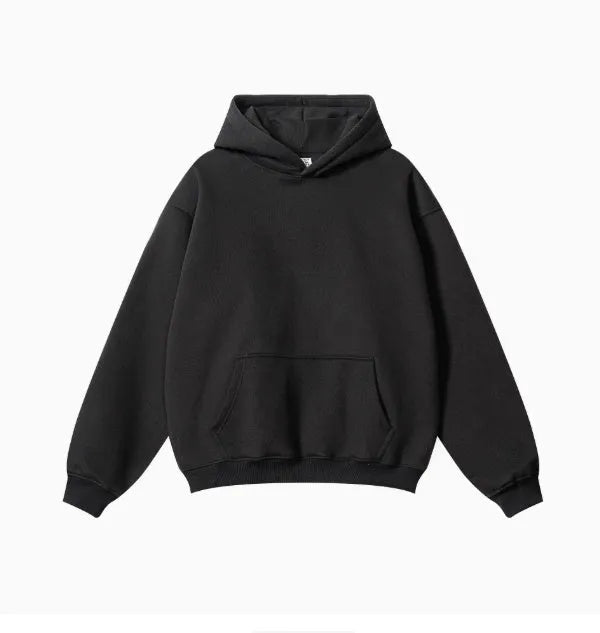 Men's cotton terry hooded sweater in loose fit with drop-shoulder sleeves available in multiple colours