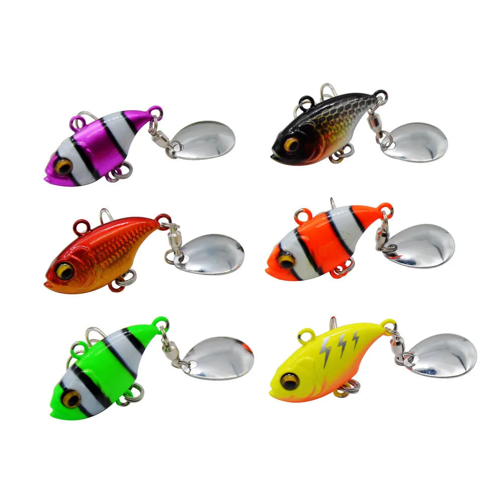 Metal sea fishing iron plate lure with rotating sequins in gold colour pattern