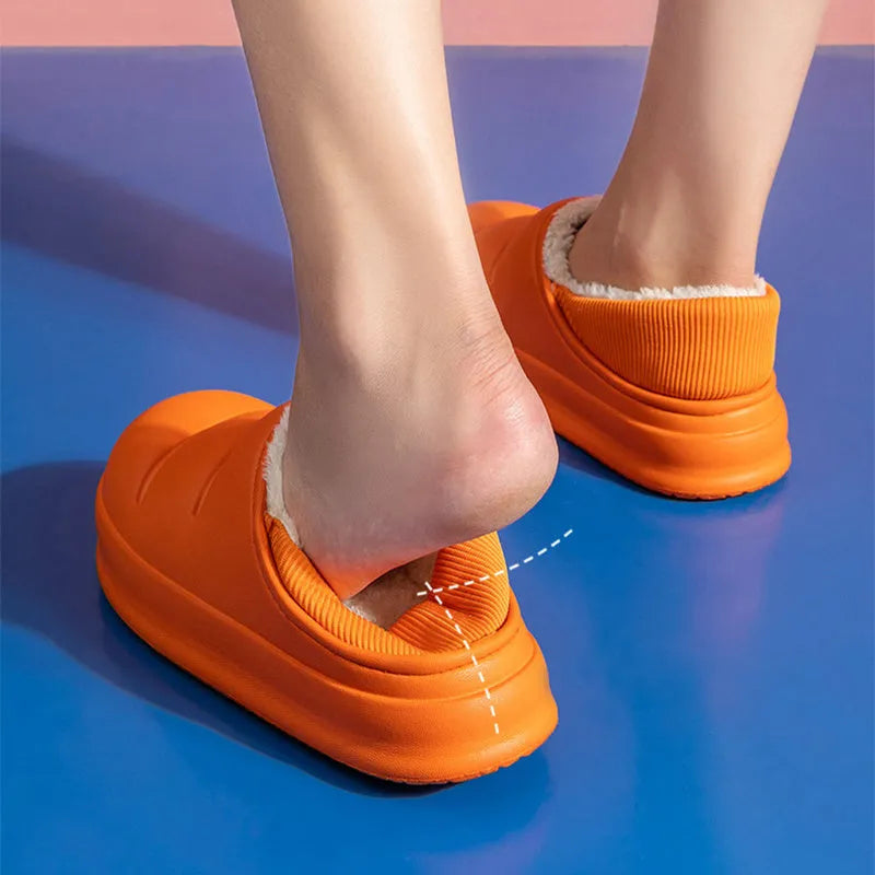 Couple cotton slippers in multiple colours with EVA waterproof construction and plush lining