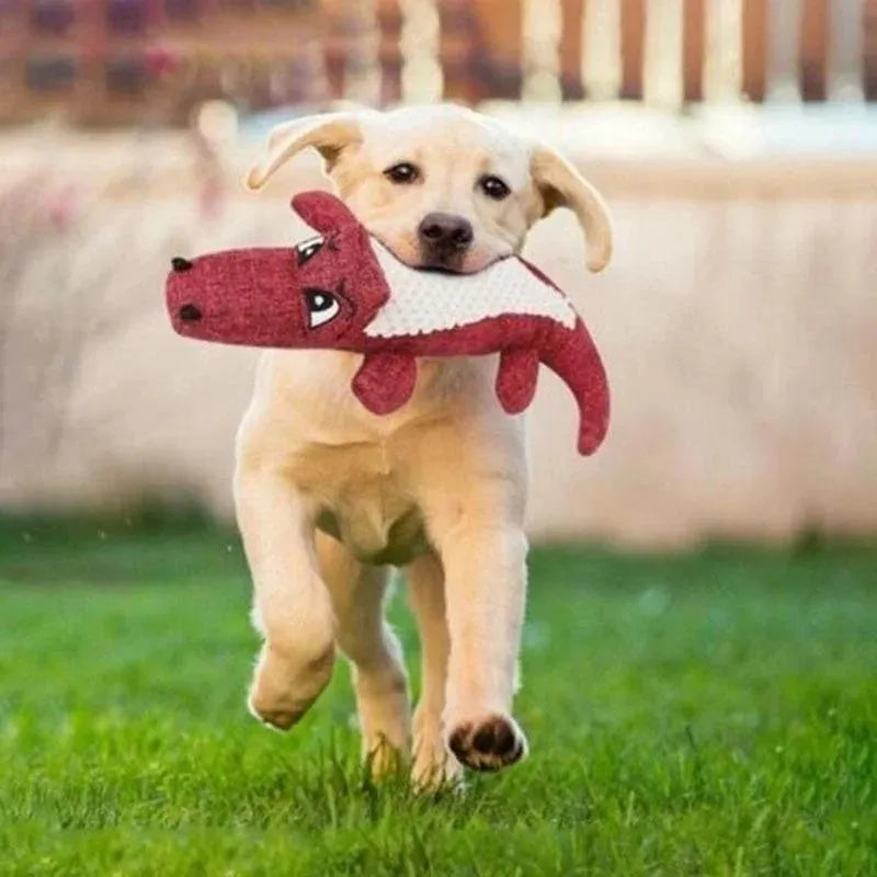 Blue, green, and red plush pet toys with a corn grid texture for chewing