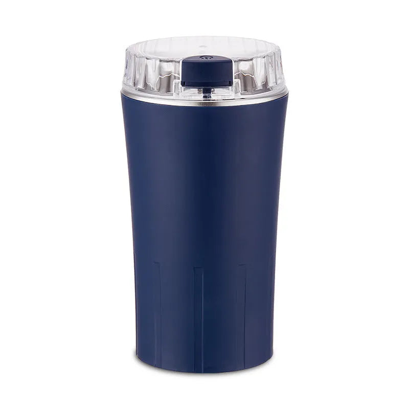 Blue mini electric flour mill and grain crusher with food-grade stainless steel grinding chamber