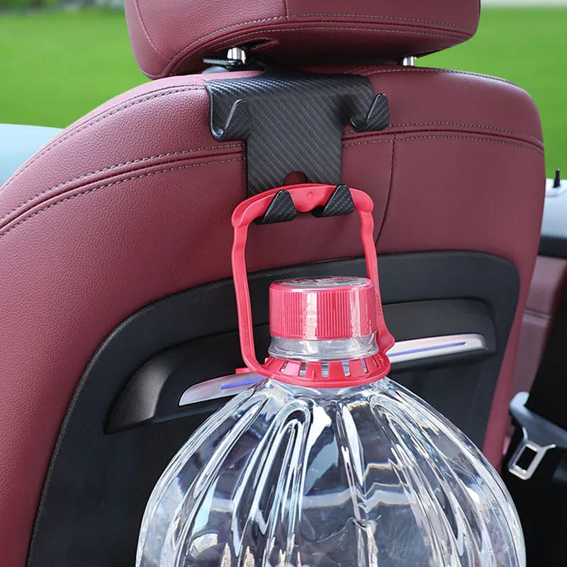 Black ABS car hook bracket with integrated mobile phone holder and storage hooks for rear seat organisation
