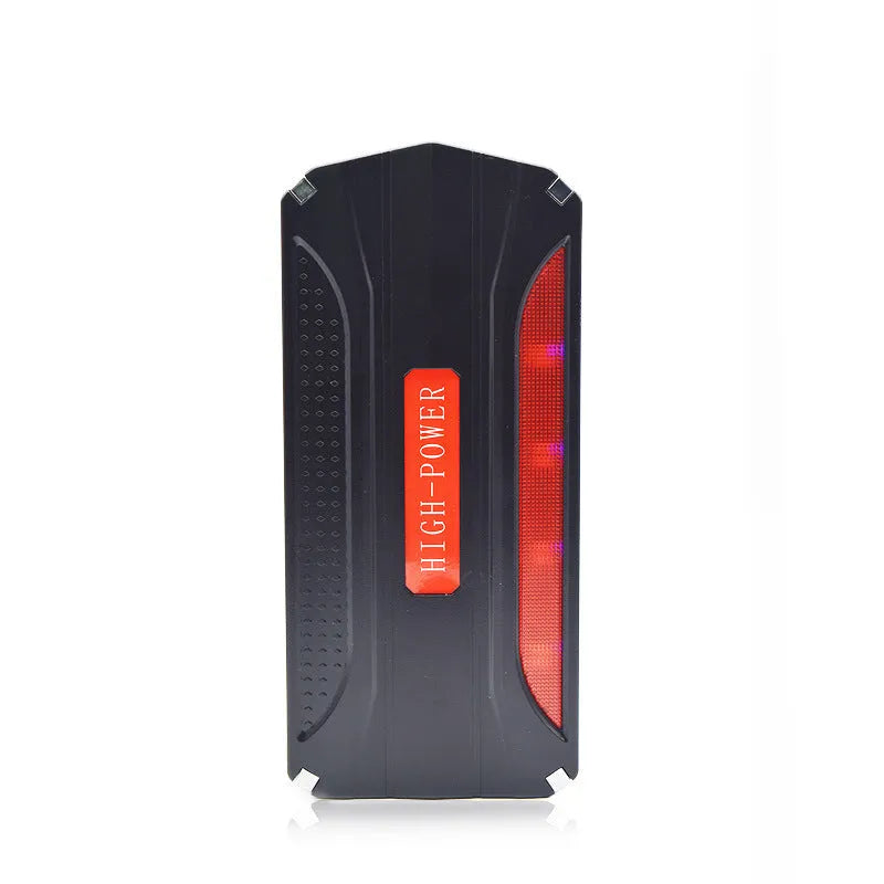 Black and red 12V vehicle emergency starting power supply with 7800mAh battery capacity