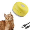 Green rechargeable cat steam brush with silicone bristles and steam function