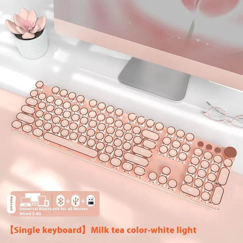 Matcha colour 87-key mechanical gaming keyboard with white backlight and multifunctional knob on aluminium alloy body