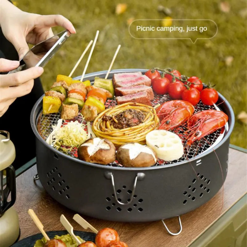 Portable stainless steel charcoal barbecue grill with detachable design and storage bag