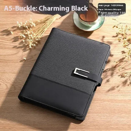Genuine leather A5 business notebook with wood-free paper pages in multiple colour options including brown, black, green, blue, and red
