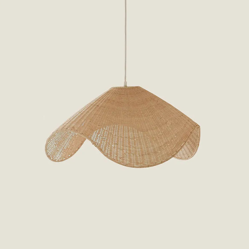 Handmade woven rattan chandelier pendant light with bamboo and willow lampshade