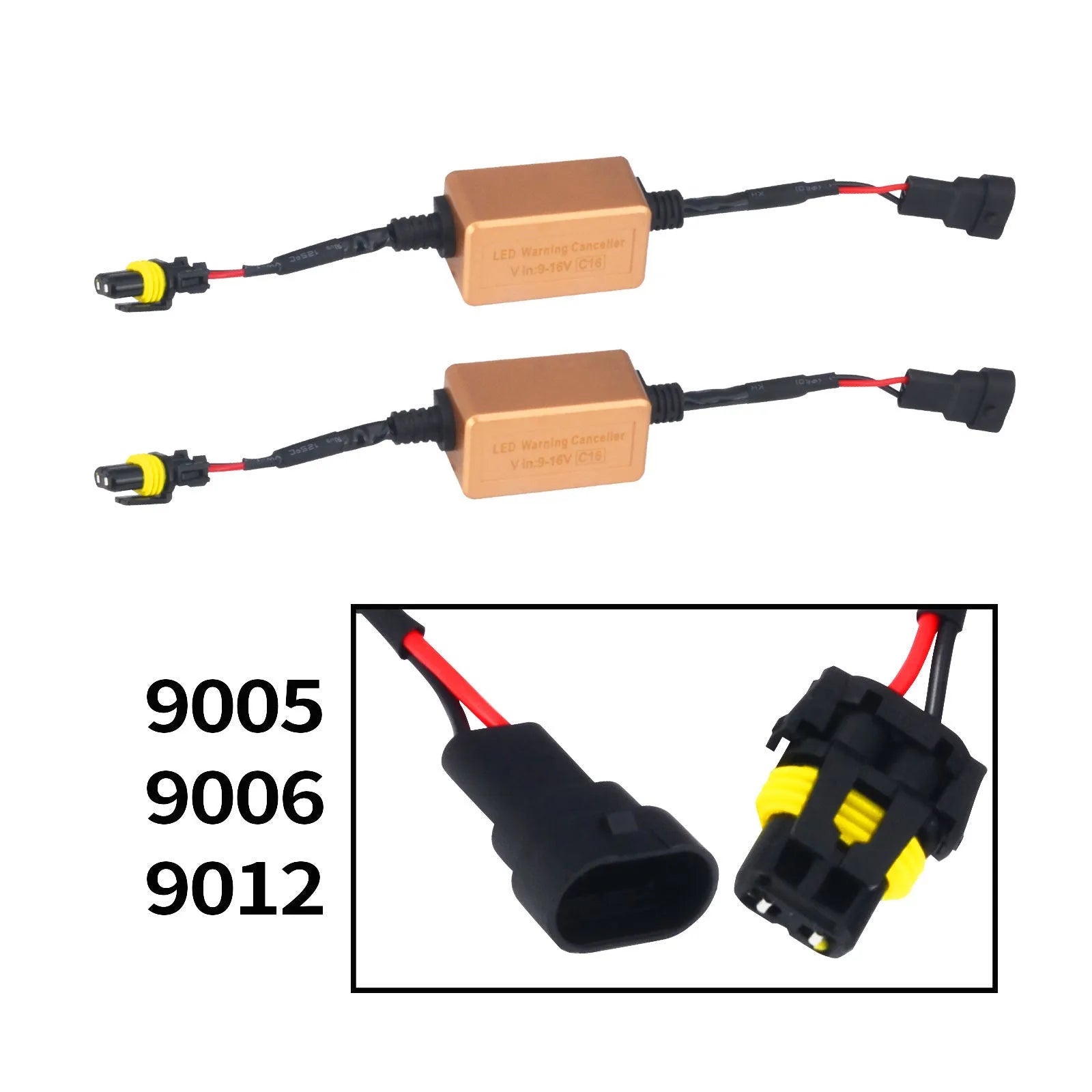 Black alloy Canbus decoder for H4 H7 H11 LED car headlights with plug connections