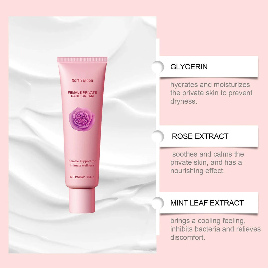 Gentle Care 50g moisturising cream tube with rose and peppermint extracts