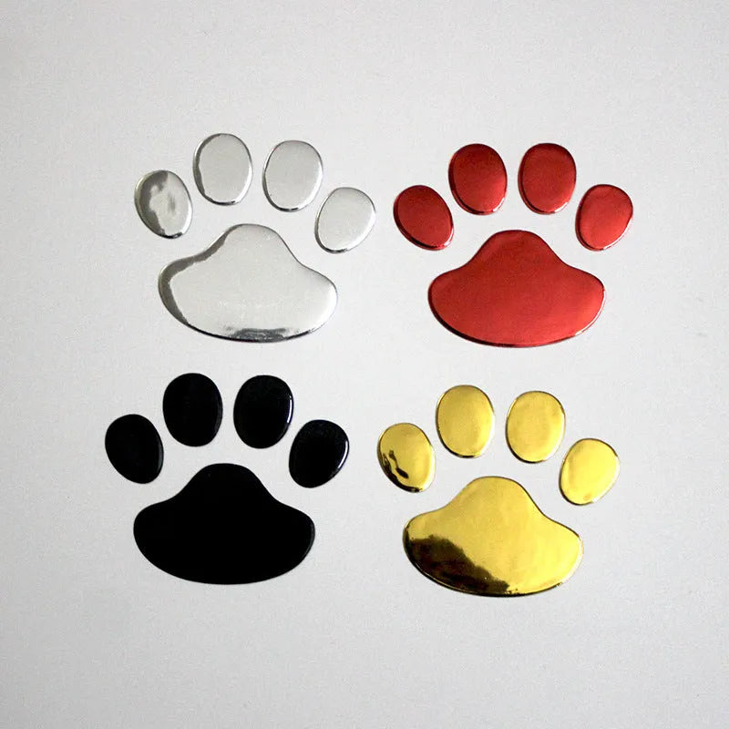 PVC car sticker pair with hand-shaped brush design showing dog footprints in multiple colour options