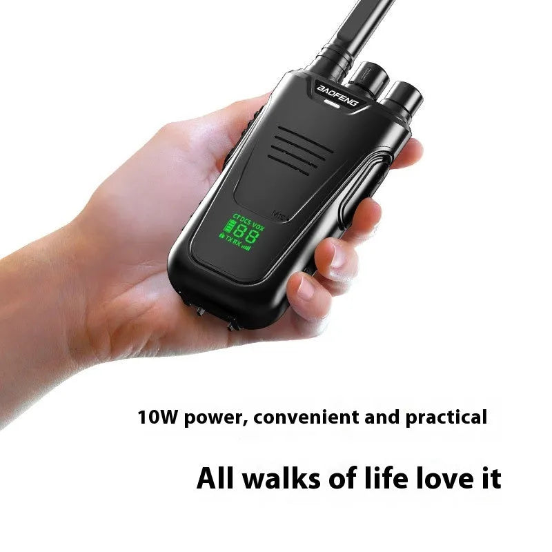 Red and yellow portable intercom with USB charging port and compact design for hotel and restaurant communication