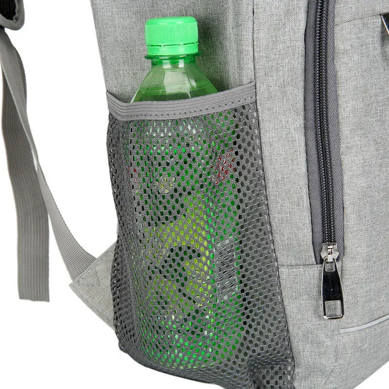 Outdoor thermal picnic backpack with curved shoulder straps in Oxford cloth construction.