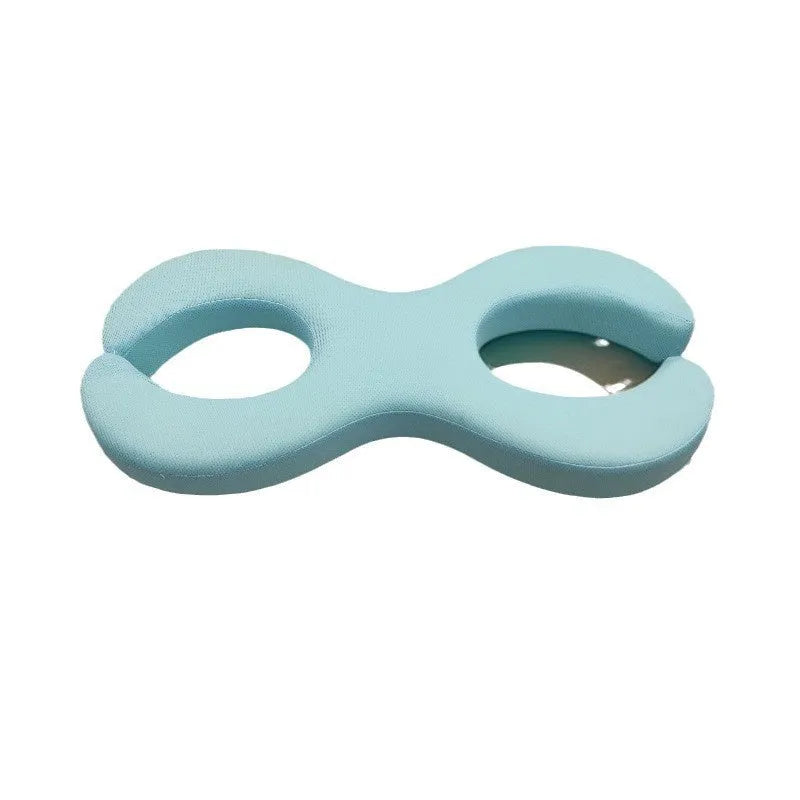 Blue cylindrical memory foam cervical traction pillow shown in 6cm and 9cm thickness options.