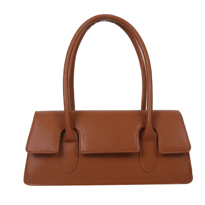 Women's small square shoulder bag in PU leather with stitching detail, shown in yellow colour