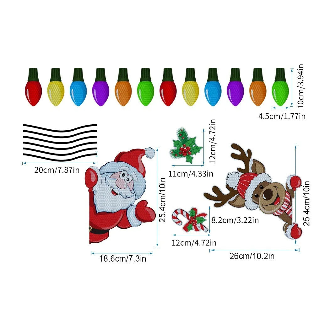Medium Christmas elk reflective magnetic sticker with six thread colour cartoon design