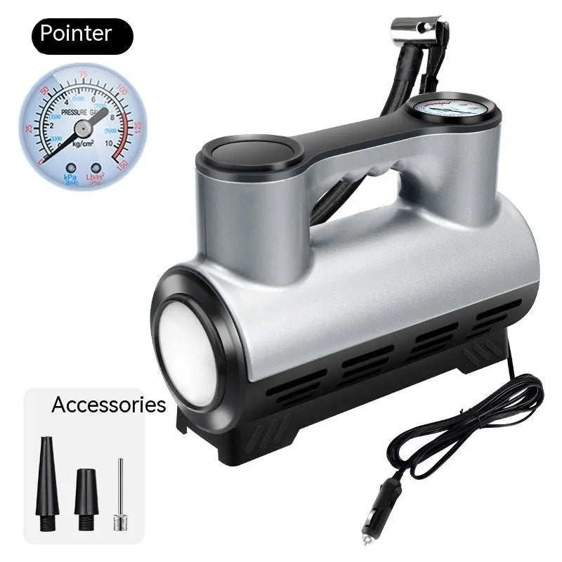 12V portable car tyre inflator pump with digital display on black ABS housing