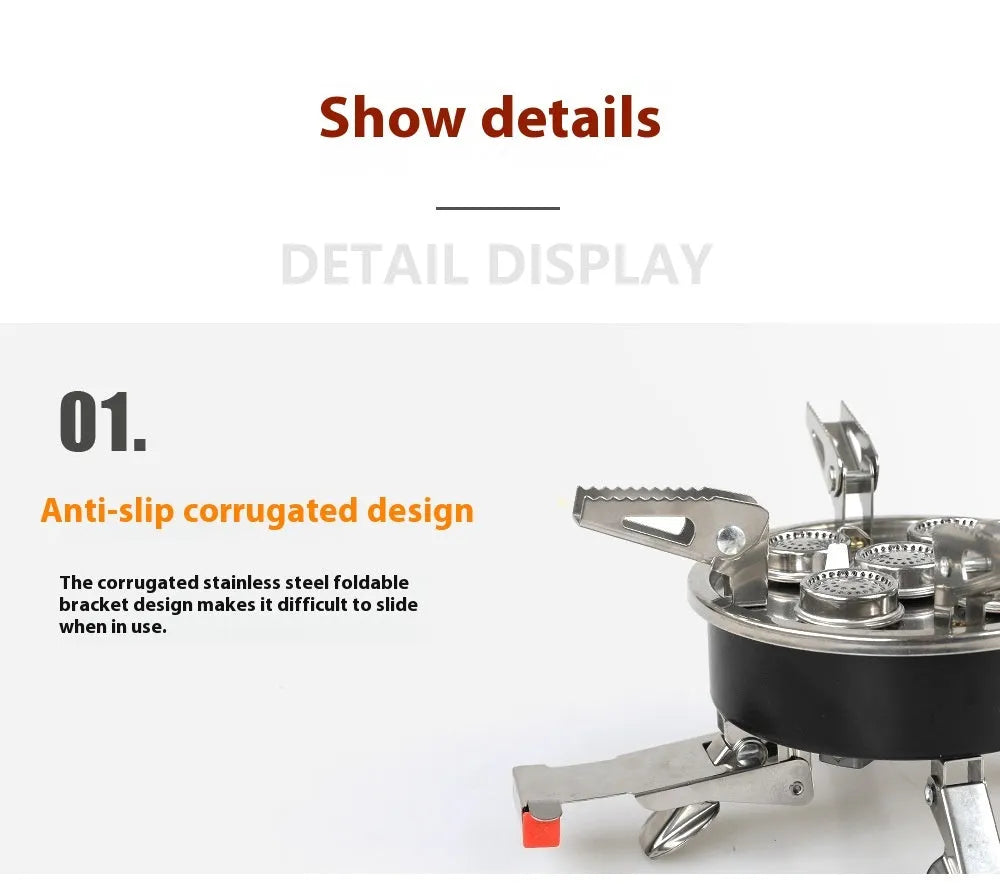 Silver portable foldable stainless steel and copper split stove for outdoor camping.