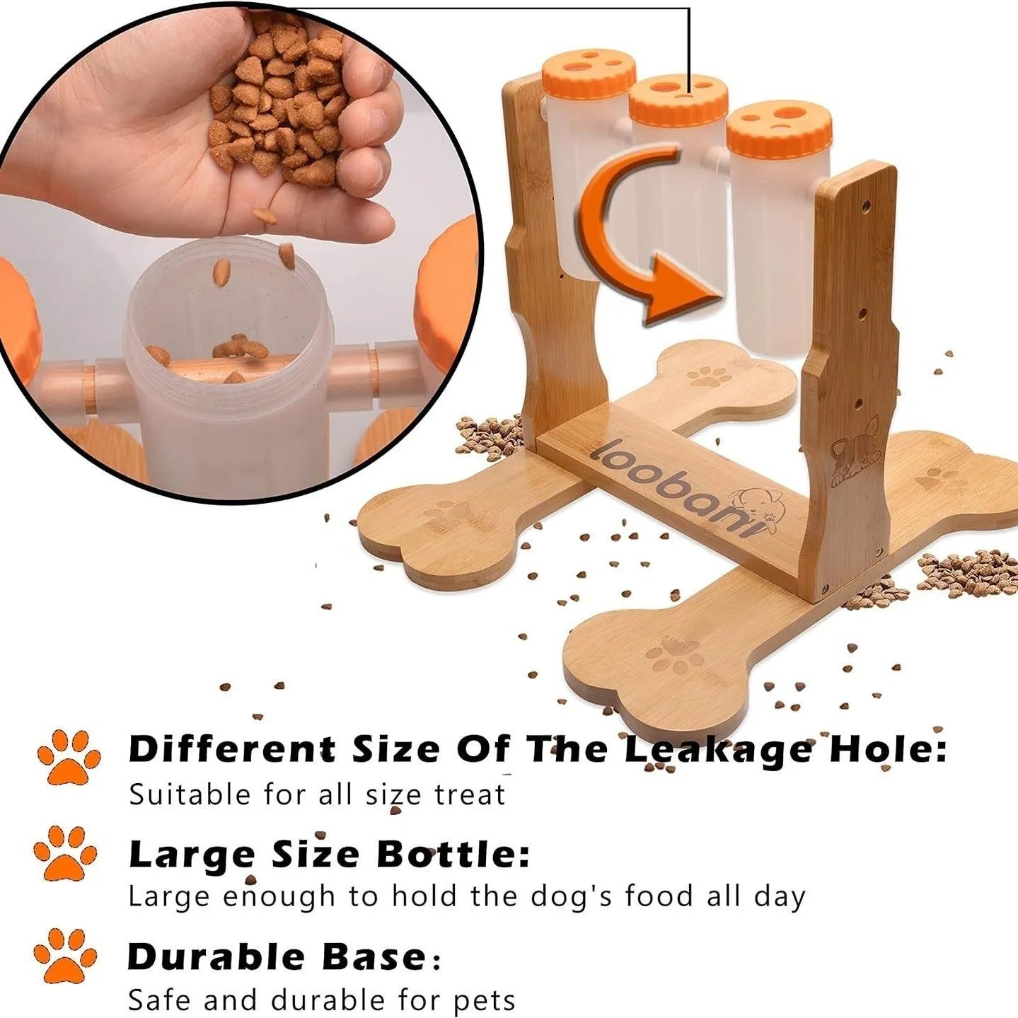 Wooden dog puzzle toy with sliding doors measuring 31x30x20cm for treat dispensing and mental stimulation
