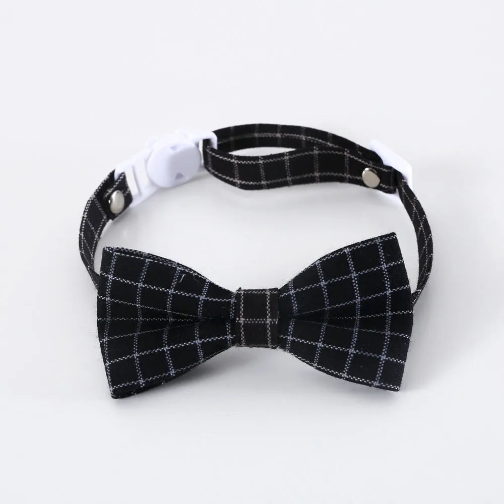 British-style wool felt pet bow tie and elastic hair band set for small dogs and cats.