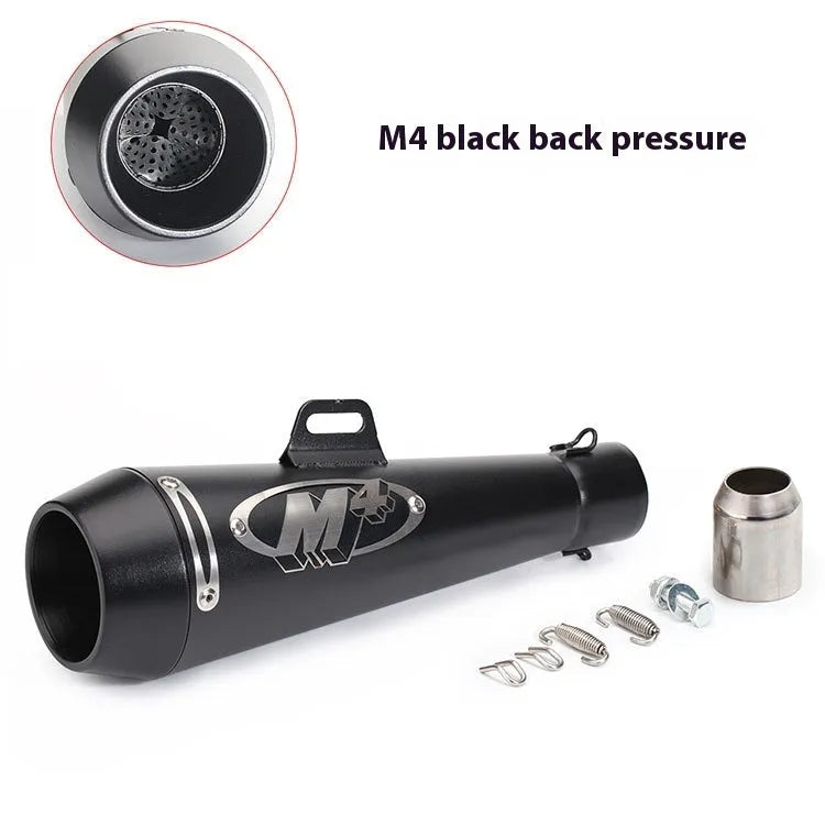 M4 universal motorcycle exhaust pipe in multiple colour finishes with back pressure variants