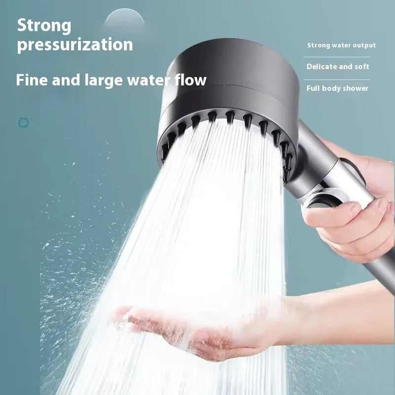 Portable handheld shower head with three adjustment settings on modern simplicity design