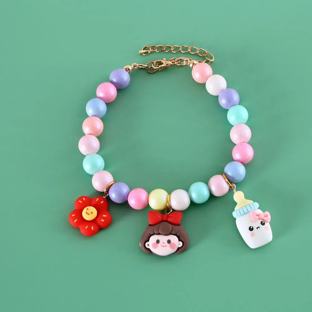 Colourful resin pet costume collar necklace bracelet set in macaron themes for birthday photography