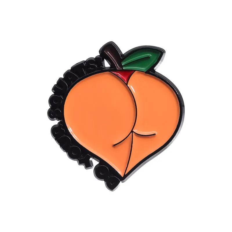 Colourful cartoon fruit and letter shaped zinc alloy decorative brooch.