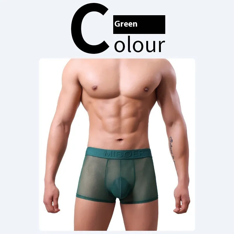 Men's thin breathable boxer shorts in solid colours with quick-drying polyester fabric