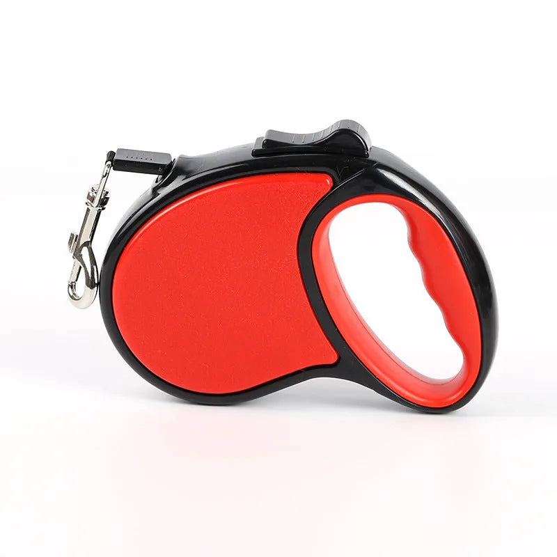 Retractable dog lead in pink, light blue, green, red, dark blue or grey, 3m or 5m, ABS housing, supports 25kg