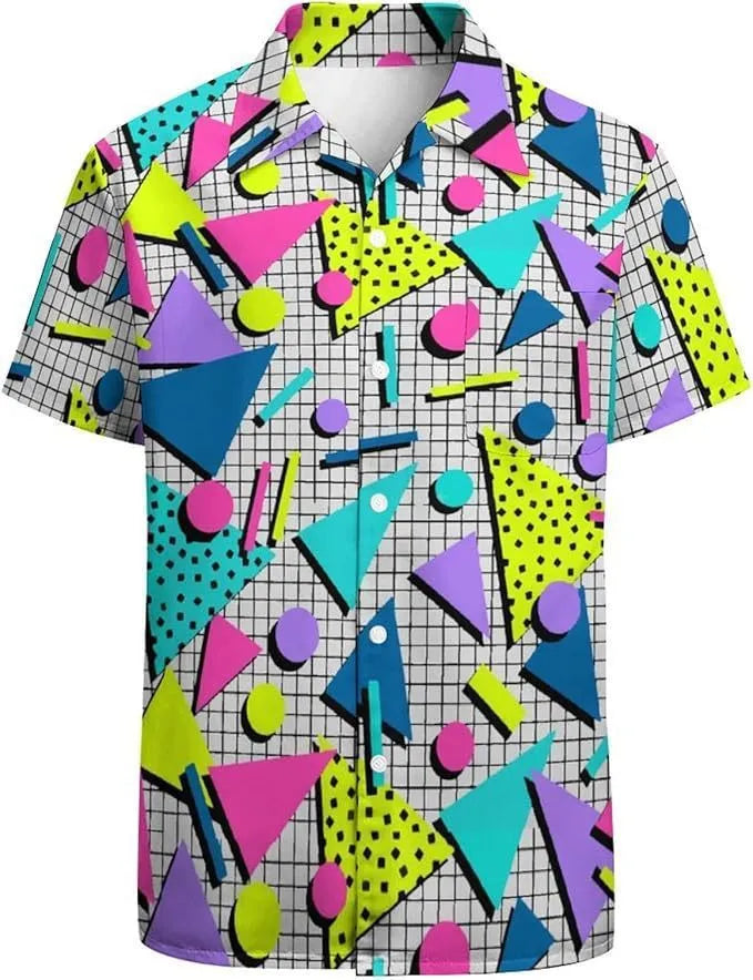 Men's short sleeve camouflage shirt in slim fit and cardigan style on a hanger