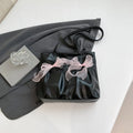 College style bow tote bag in PU leather with double shoulder straps and internal zipper organiser