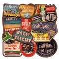 36 piece set of large retro beach themed stickers with surfing and travel designs