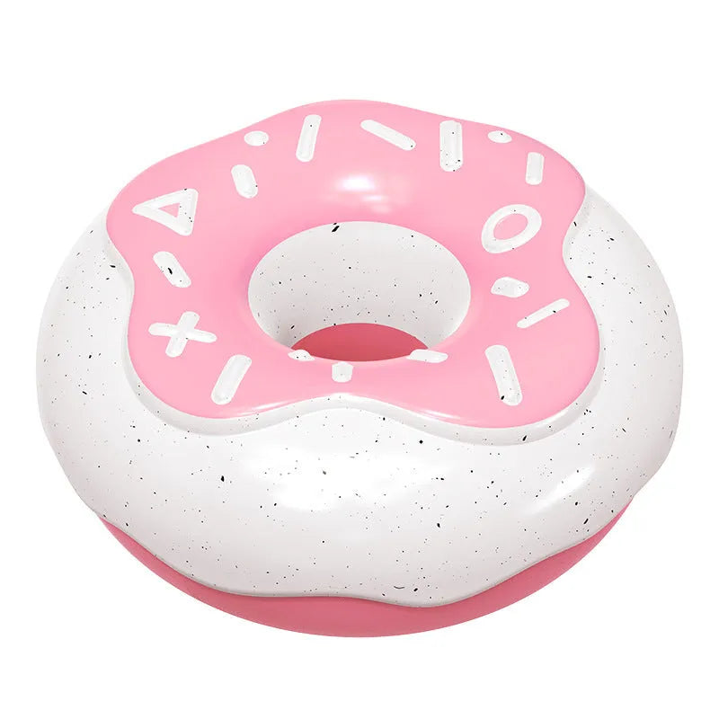 Donut-shaped TPR dog chew toy for molar teeth cleaning in chocolate, pink, or yellow colours.