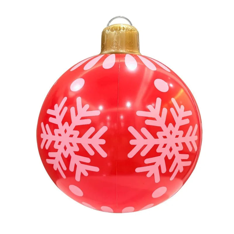 63cm inflatable Christmas ball with flashing LED lights in various designs for outdoor garden decoration
